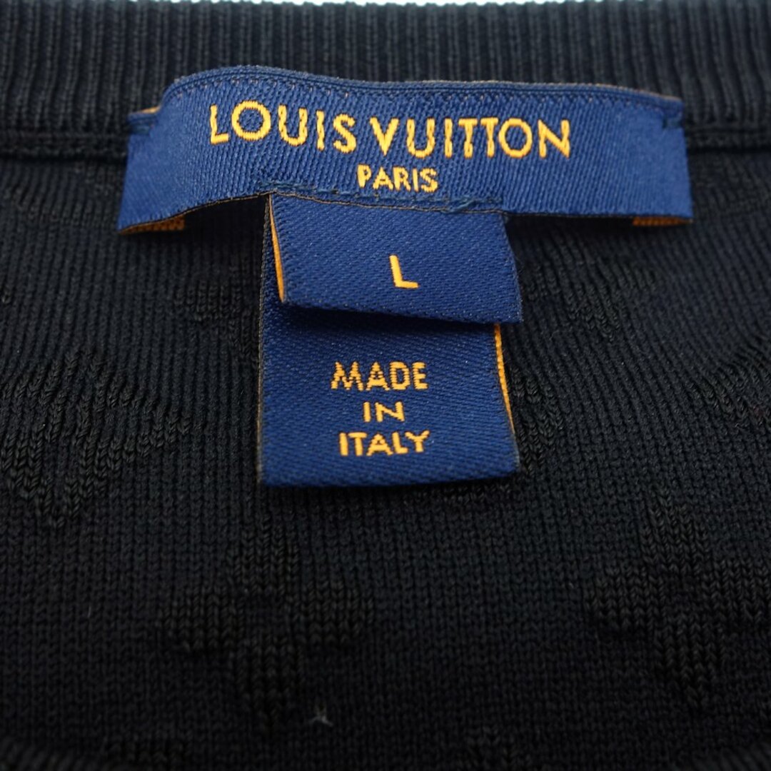 LOUIS VUITTON(ルイヴィトン)のLOUIS VUITTON ルイヴィトン ニット エンボス モノグラム ニットプルオーバー Lサイズ ブラック/180348【中古】 メンズのトップス(ニット/セーター)の商品写真