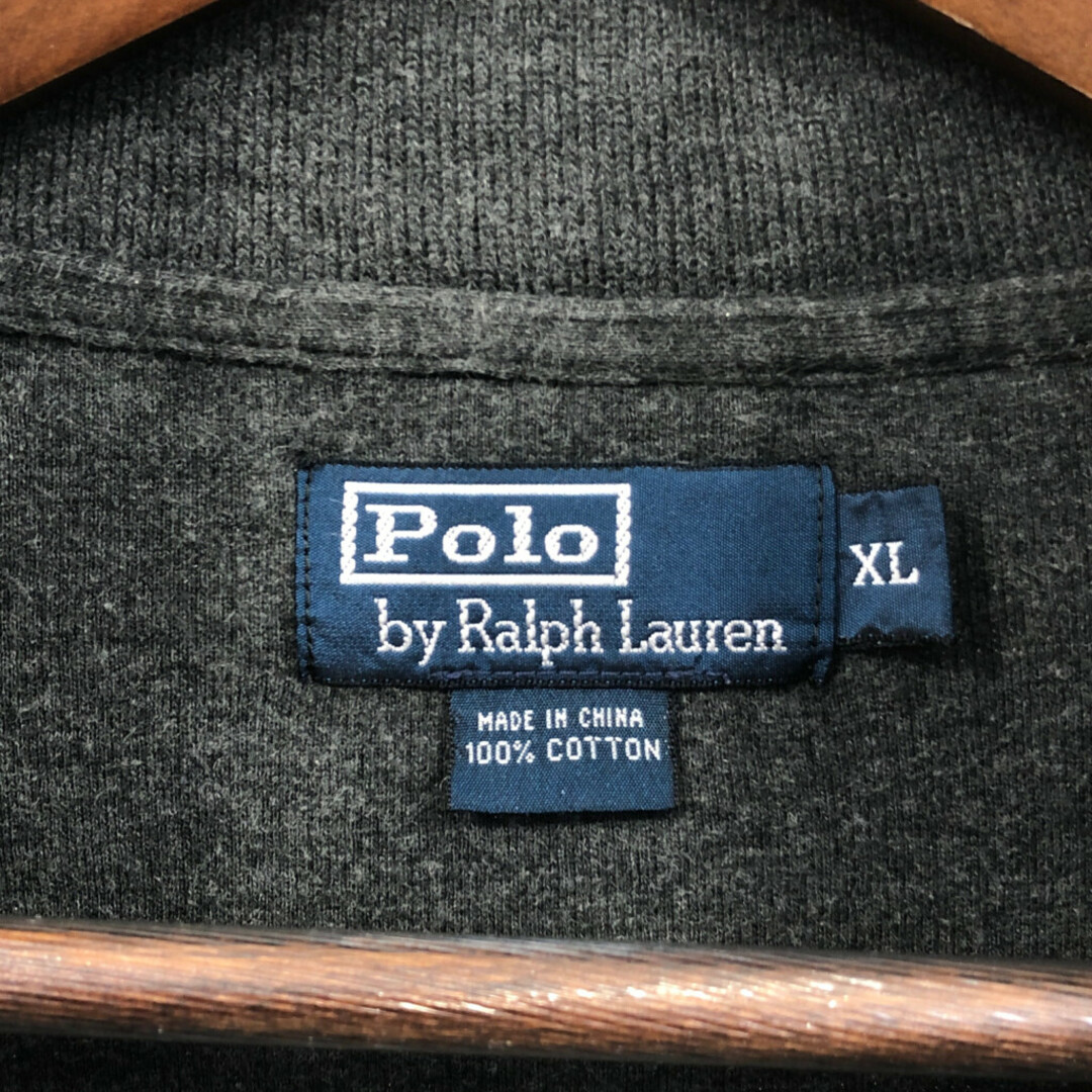 POLO RALPH LAUREN(ポロラルフローレン)のPolo by Ralph Lauren ポロ ラルフローレン ハーフジップ ドライバーズニット セーター グレー (メンズ XL) 中古 古着 Q2573 メンズのトップス(ニット/セーター)の商品写真