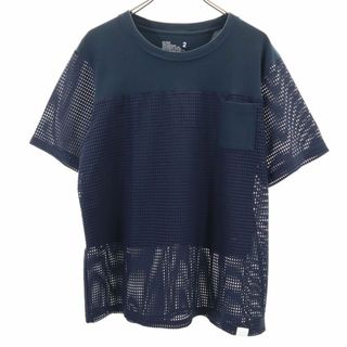 ホワイトマウンテニアリング(WHITE MOUNTAINEERING)のホワイトマウンテニアリング 日本製 半袖 Tシャツ 2 ネイビー WHITE MOUNTAINEERING メッシュ 切り替え メンズ 古着 【240329】 メール便可(Tシャツ/カットソー(半袖/袖なし))