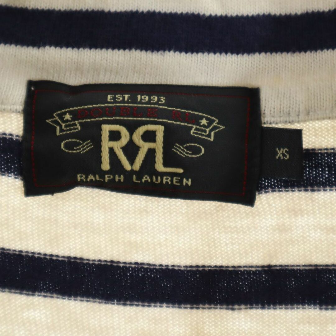 RRL(ダブルアールエル)のRRL 一ツ星 ボーダー柄 半袖 Tシャツ XS ホワイト系 ダブルアールエル RALPH LAUREN Vネック メンズ 古着 【240329】 メンズのトップス(Tシャツ/カットソー(半袖/袖なし))の商品写真