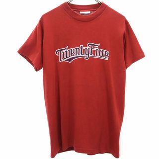 Twenty Five 90s USA製 オールド プリント 半袖 Tシャツ M レッド系 メンズ 古着 【240329】 メール便可(Tシャツ/カットソー(半袖/袖なし))