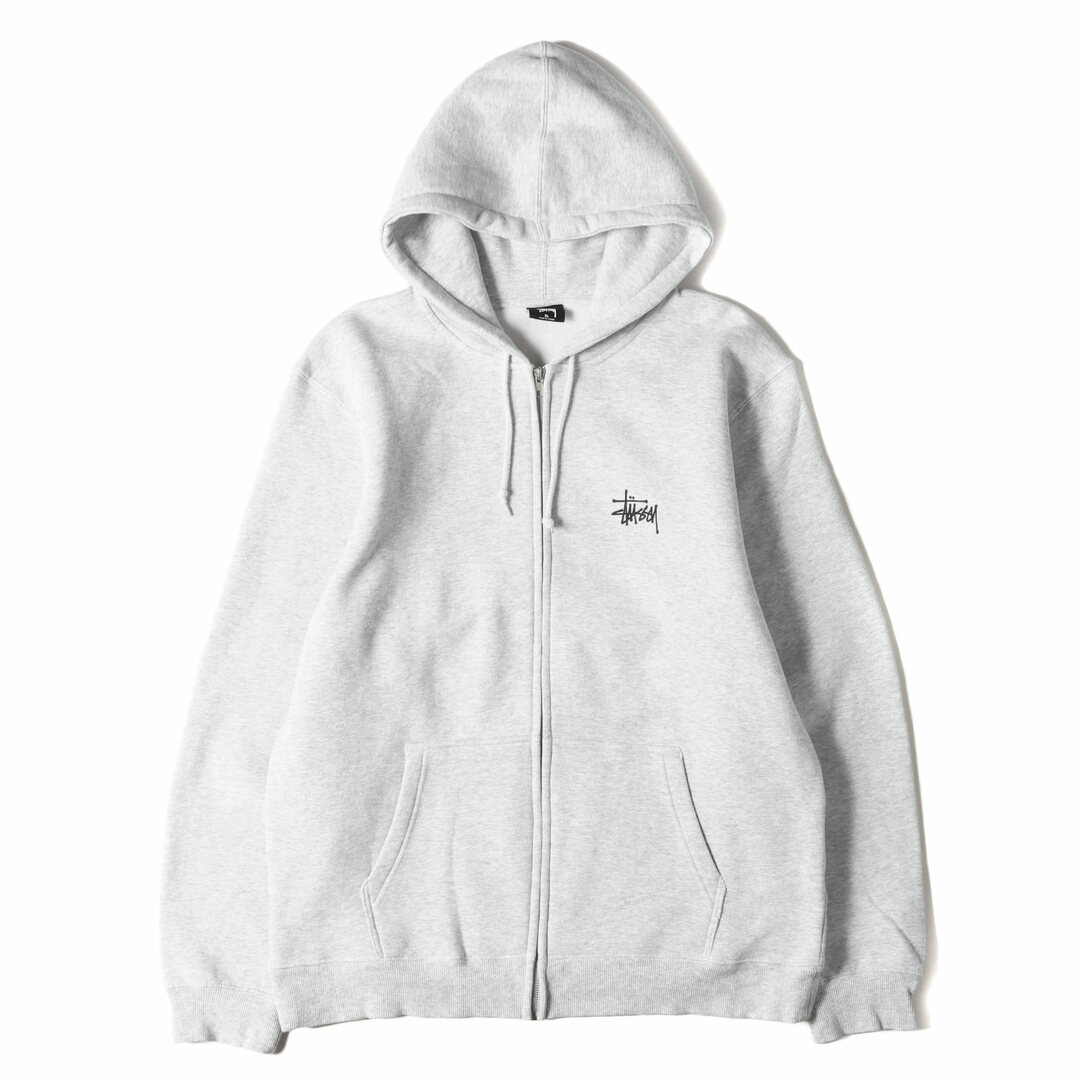 STUSSY(ステューシー)の美品 STUSSY ステューシー パーカー サイズ:XL ストックロゴ フルジップ スウェットパーカー ヘザーグレー トップス フーディー 【メンズ】【中古】 メンズのトップス(パーカー)の商品写真