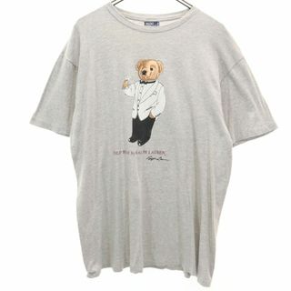 ポロバイラルフローレン 90s USA製 オールド ポロベア プリント 半袖 Tシャツ M グレー Polo by Ralph Lauren メンズ 古着 【240329】 メール便可(Tシャツ/カットソー(半袖/袖なし))