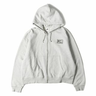 ステューシー(STUSSY)の美品 STUSSY ステューシー パーカー サイズ:L 22SS NIKE コラボロゴ刺繍 フルジップ ヘビー スウェットパーカー Full Zip Hoodie グレー トップス フーディー 【メンズ】【中古】(パーカー)