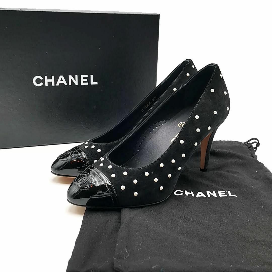 美品 シャネル HANEL パンプス パール ココマーク 03-24032505 美品 シャネル HANEL パンプス パール ココマーク 03-24032505