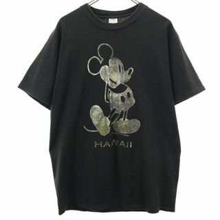 ジャージーズ(JERZEES)のジャージーズ 80s USA製 ヴィンテージ ディズニー ミッキーマウス プリント 半袖 Tシャツ L ブラック JERZEES メンズ 古着 【240329】 メール便可(Tシャツ/カットソー(半袖/袖なし))