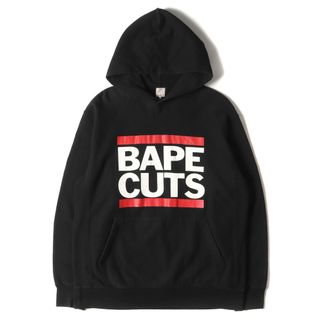 アベイシングエイプ(A BATHING APE)のA BATHING APE ア ベイシング エイプ パーカー サイズ:L 00s BAPE CUTS リバースウィーブ スウェットパーカー ブラック 黒 トップス フーディー フーデッド スウェットシャツ【メンズ】【中古】(パーカー)