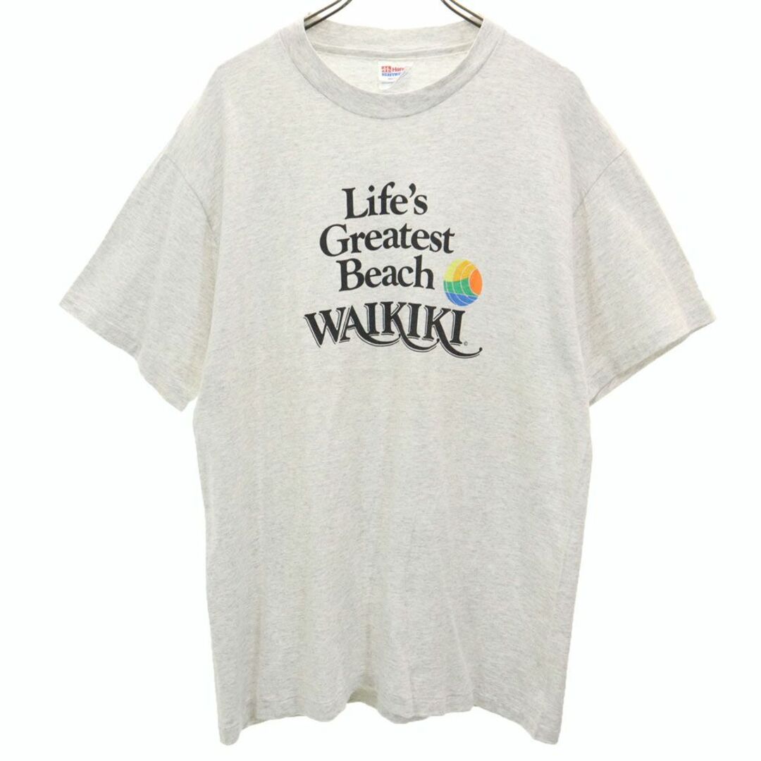 Hanes(ヘインズ)のヘインズ ヘビーウェイト USA製 プリント 半袖 Tシャツ L グレー系 Hanes メンズ 古着 【240329】 メール便可 メンズのトップス(Tシャツ/カットソー(半袖/袖なし))の商品写真