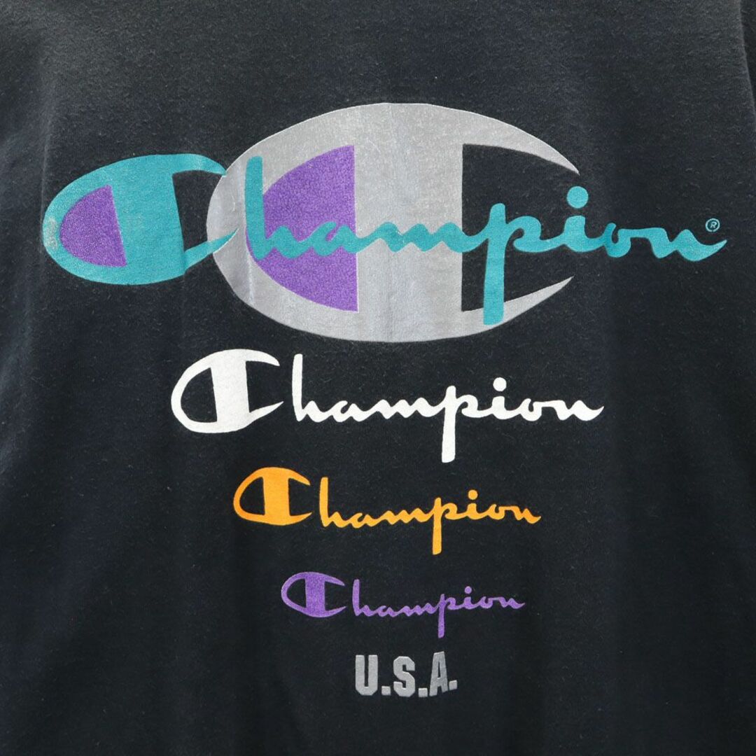 Champion(チャンピオン)のチャンピオン 90s USA製 オールド バックプリント 半袖 Tシャツ XL ブラック Champion メンズ 古着 【240329】 メール便可 メンズのトップス(Tシャツ/カットソー(半袖/袖なし))の商品写真