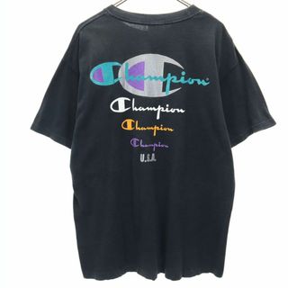 チャンピオン(Champion)のチャンピオン 90s USA製 オールド バックプリント 半袖 Tシャツ XL ブラック Champion メンズ 古着 【240329】 メール便可(Tシャツ/カットソー(半袖/袖なし))