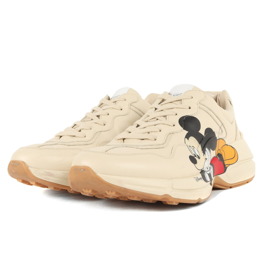 Gucci(グッチ)のGUCCI グッチ サイズ:9 1/2 Disney Mickey Mouse ローカット レザー スニーカー 601370 RYTHON ライトン ダッド クリーム イタリア製 ローカット シューズ 靴 コラボ【メンズ】【中古】 メンズの靴/シューズ(スニーカー)の商品写真