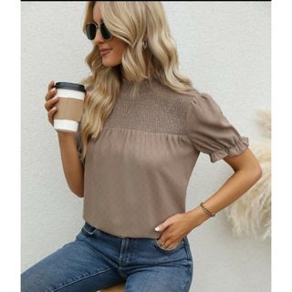 シーイン(SHEIN)のXS モックネックブラウス(シャツ/ブラウス(半袖/袖なし))