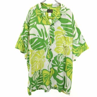 RESERVE HAWAIIAN COLLECTION 80s 90s ハワイ USA製 オールド 総柄 半袖 レーヨン オープンカラー アロハシャツ 2XL グリーン系 ビッグサイズ メンズ 古着 【240329】(シャツ)