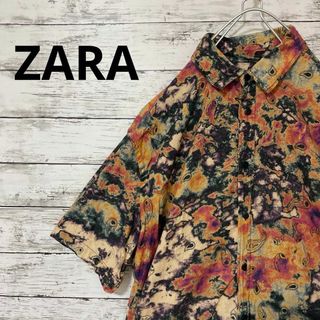 ザラ(ZARA)のZARA タイダイ柄×ペイズリー柄半袖シャツ リネン レーヨン 派手 個性的(シャツ)