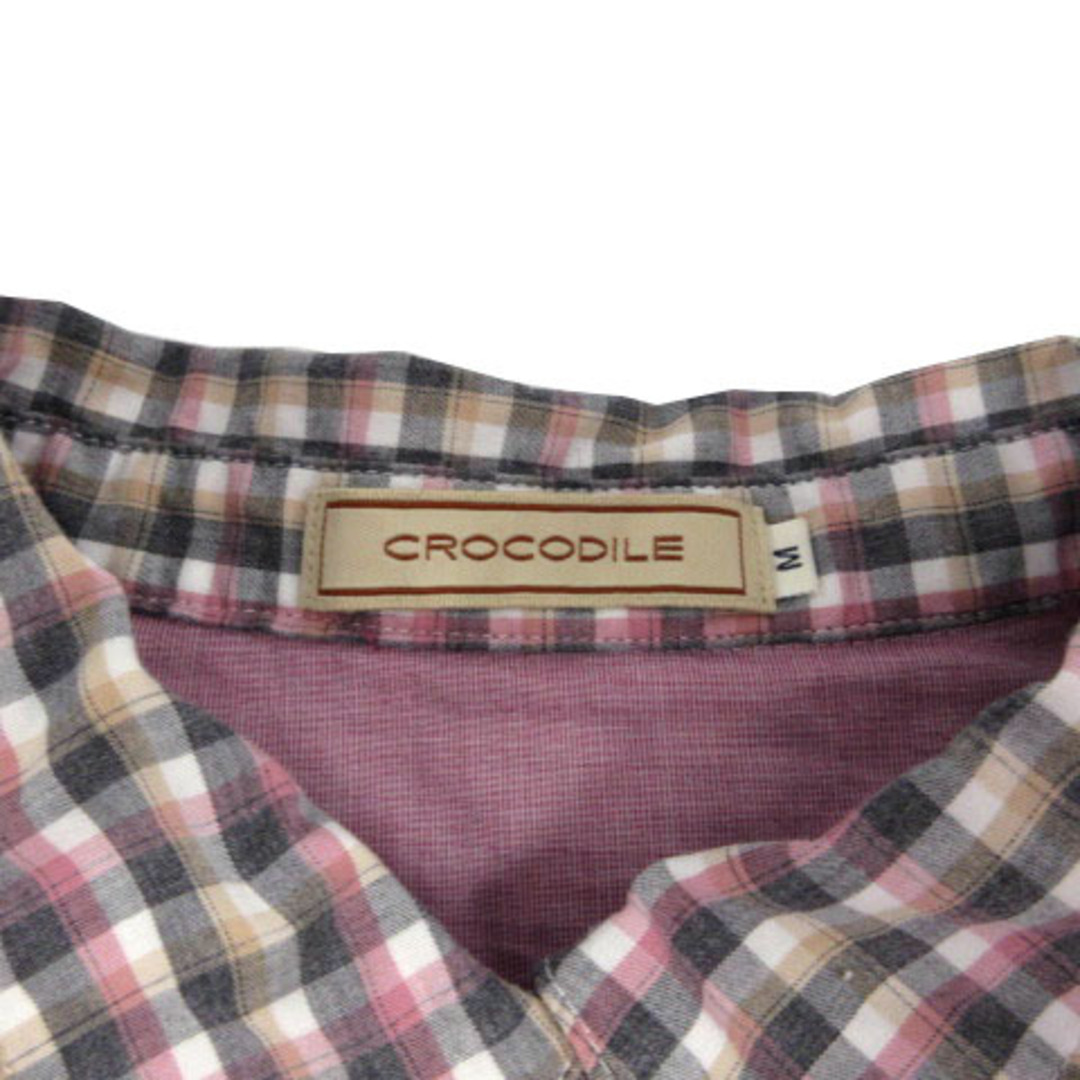 Crocodile(クロコダイル)のクロコダイル シャツ 長袖 チェック 配色 グレー ピンク 白 ベージュ M レディースのトップス(シャツ/ブラウス(長袖/七分))の商品写真