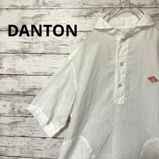 ダントン(DANTON)のDANTON リネンプルオーバーシャツ 半袖シャツ 40 白 ロゴ ワンポイント(シャツ)