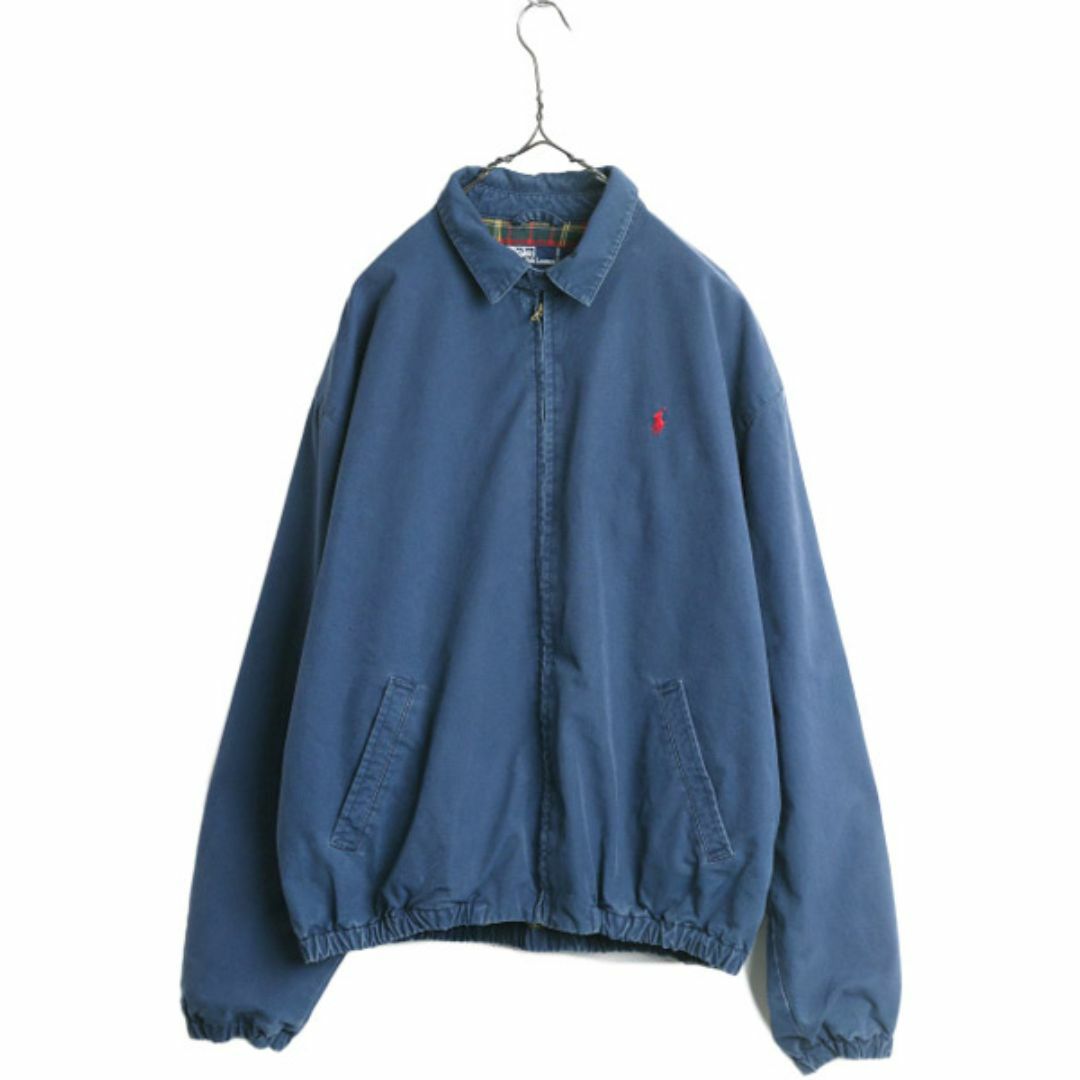 Ralph Lauren(ラルフローレン)の90s ポロ ラルフローレン コットン スイングトップ ジャケット メンズ L 90年代 フルジップ ブルゾン チェック ライナー付き ワンポイント メンズのジャケット/アウター(ブルゾン)の商品写真