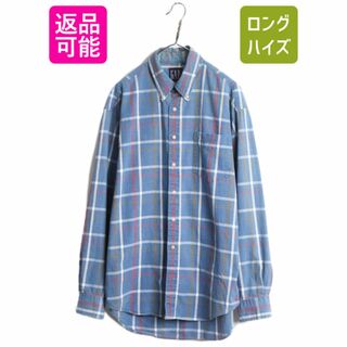 90s OLD GAP チェック 長袖 ボタンダウン シャツ メンズ L / 90年代 オールド ギャップ 紺タグ 旧タグ コットン ポケット付き マルチカラー(シャツ)