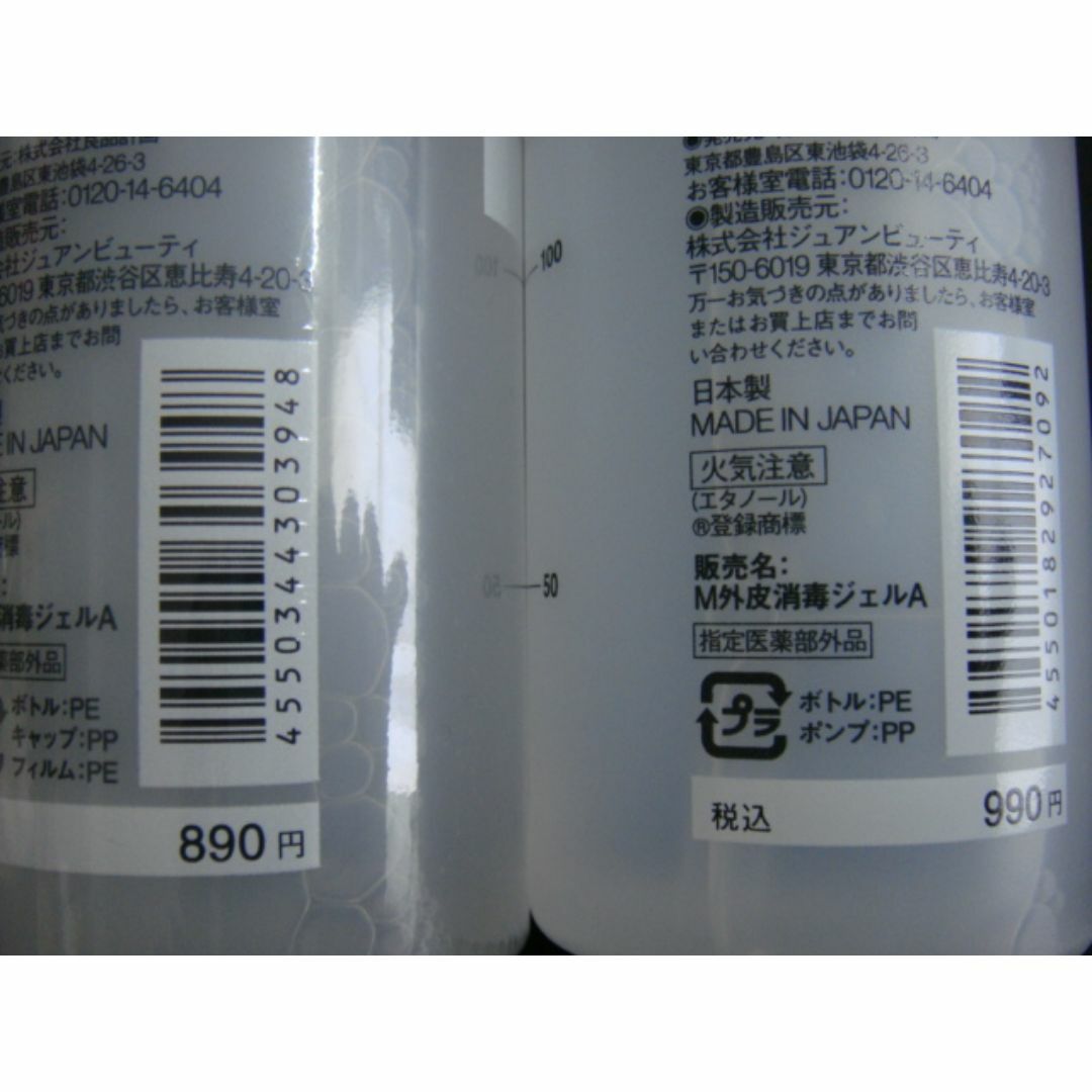 MUJI・無印良品■手指用消毒ジェル・200mL(ポンプ式/キャップ式)2個□彡 コスメ/美容のボディケア(その他)の商品写真