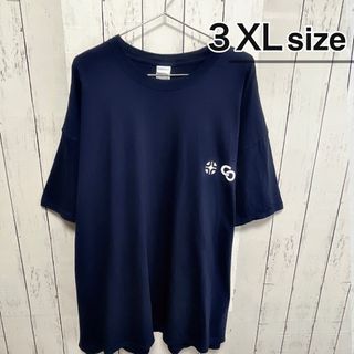 USA古着　Tシャツ　3XL　ネイビー　プリント　ロゴ　コットン　オーバーサイズ(Tシャツ/カットソー(半袖/袖なし))