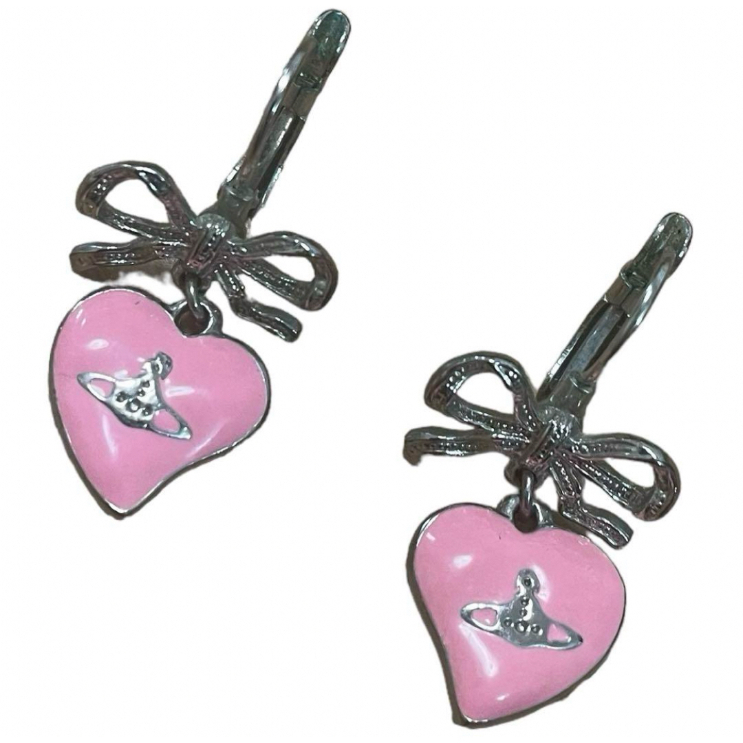 Vivienne Westwood(ヴィヴィアンウエストウッド)の美品　Vivienne Westwood ピアス　両耳　リボン　オーブ　ハート レディースのアクセサリー(ピアス)の商品写真