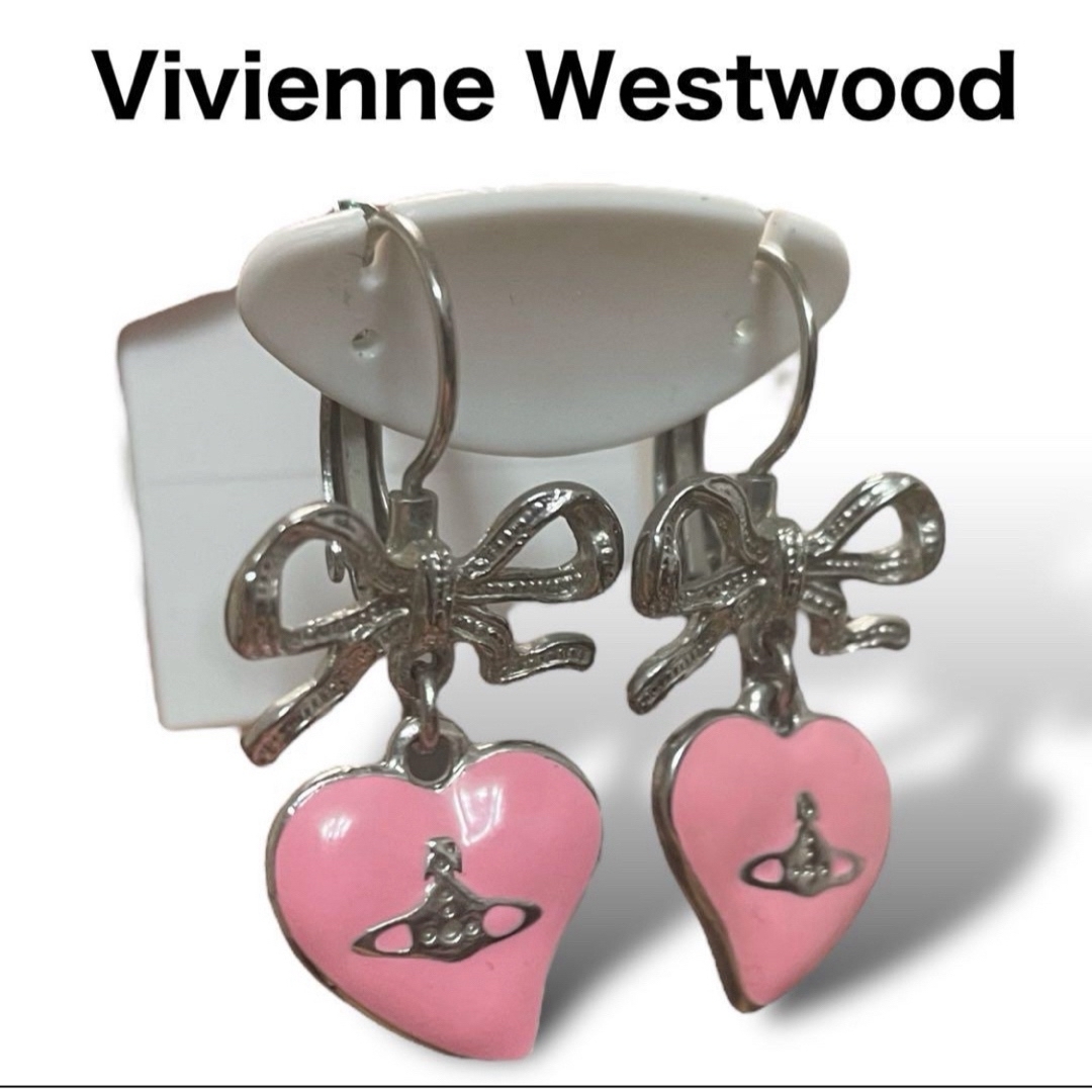 Vivienne Westwood(ヴィヴィアンウエストウッド)の美品　Vivienne Westwood ピアス　両耳　リボン　オーブ　ハート レディースのアクセサリー(ピアス)の商品写真