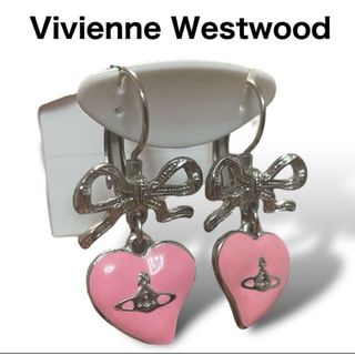 ヴィヴィアンウエストウッド(Vivienne Westwood)の美品　Vivienne Westwood ピアス　両耳　リボン　オーブ　ハート(ピアス)