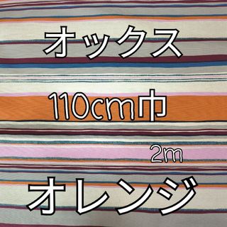 ビンテージ マルチ ボーダー オックス生地 2ｍ(オレンジ)(生地/糸)