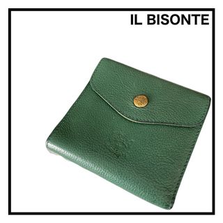 イルビゾンテ(IL BISONTE)のイルビゾンテ　三つ折り財布　グリーン　本革　レザー　イタリア製　がま口(財布)