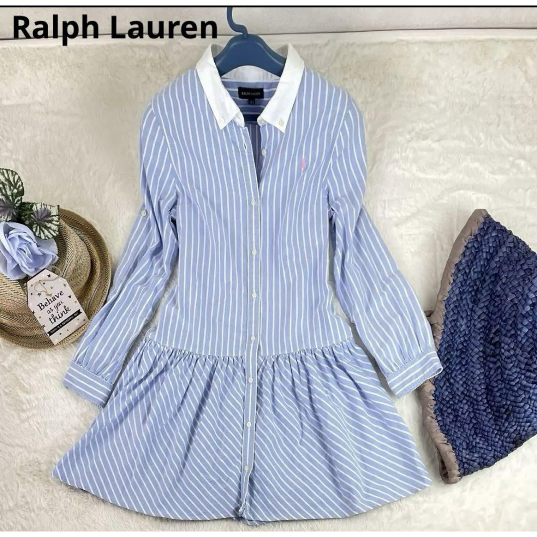 Ralph Lauren シャツワンピース　フリア　ブルーストライプ レディースのワンピース(ロングワンピース/マキシワンピース)の商品写真