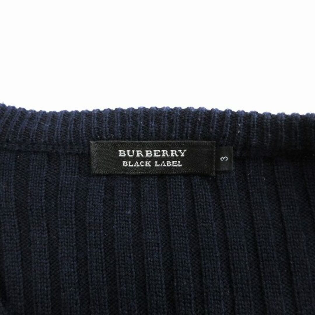 BURBERRY BLACK LABEL(バーバリーブラックレーベル)のバーバリーブラックレーベル ニット セーター 長袖 紺 3 L位 ■SM1 メンズのトップス(ニット/セーター)の商品写真