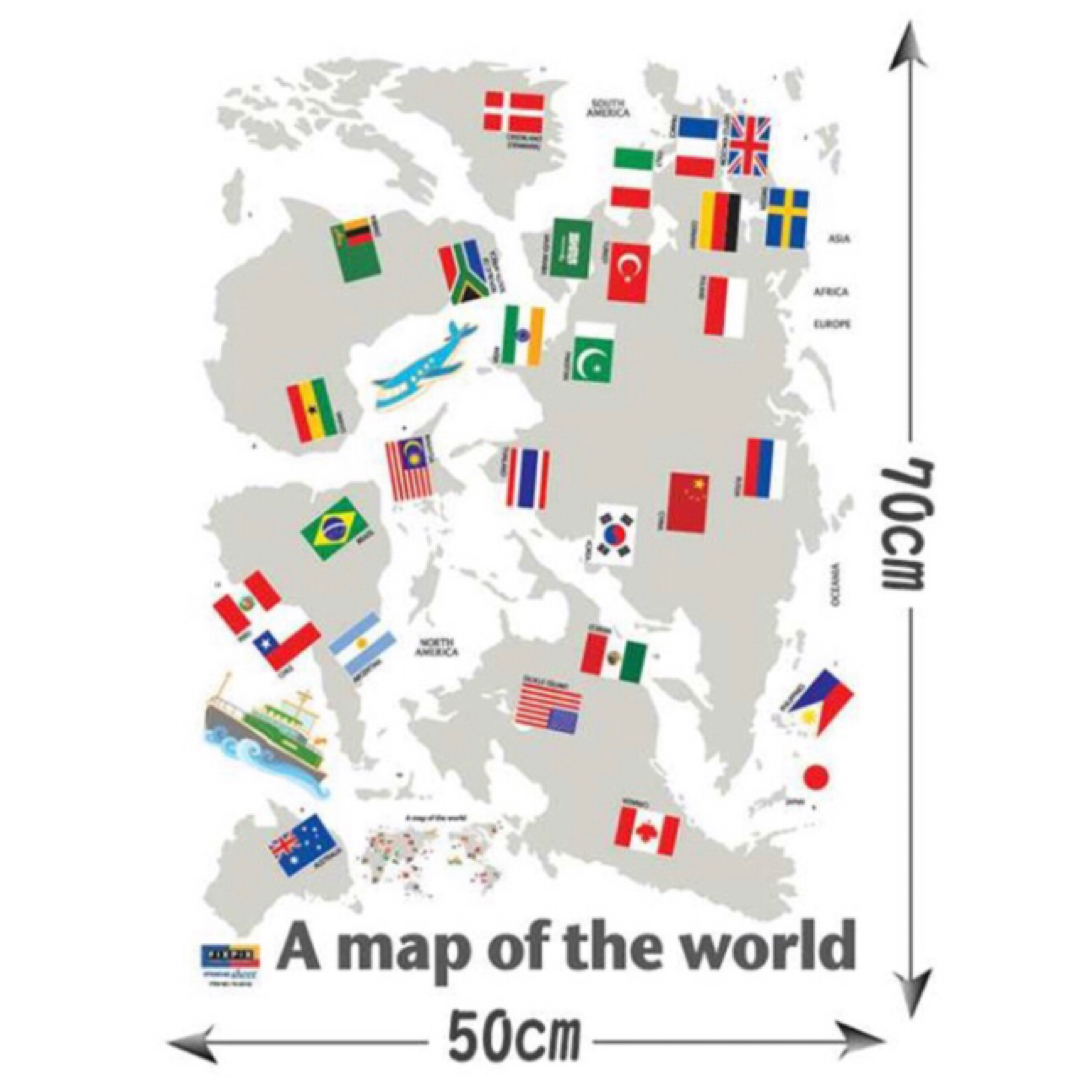 ウォールステッカー 世界地図 58168 インテリアシール ウォールペーパー インテリア/住まい/日用品のインテリア小物(その他)の商品写真