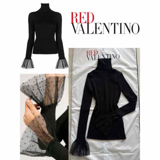 RED VALENTINO - RED VALENTINO リブニット チュールドットお袖 新品タグ付き未使用品