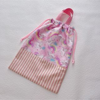 体操服入れ お着替え袋 女の子 ユニコーン ピンク(外出用品)