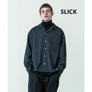 スリック(SLICK)のスリック SLICKピンヘッドツイル ワイドオープンカラーシャツ ネイビー(シャツ)