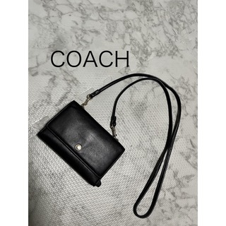 コーチ(COACH)の美品　OLD COACH オールドコーチ　ミニショルダーウォレット　黒　レザー(ショルダーバッグ)
