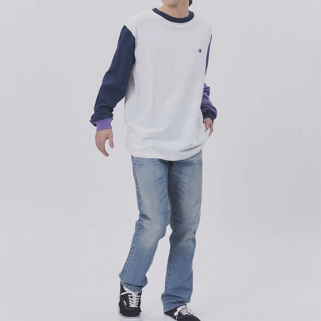 Champion(チャンピオン)の【定価4950円】Champion 袖切り替え ロンT 白 メンズ XL LL メンズのトップス(Tシャツ/カットソー(七分/長袖))の商品写真