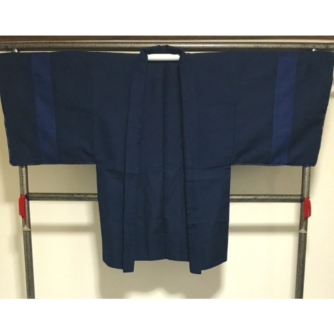 【中古】羽織 男物 ウール 濃紺 裄74 2Lサイズ リメイク【福服特製】 メンズの水着/浴衣(着物)の商品写真