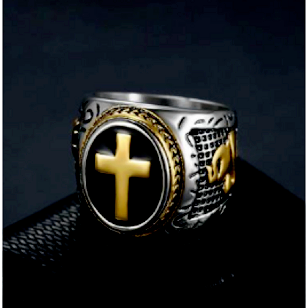 【R071】リング　アクセサリー　メンズ　指輪　ゴールド　十字架　クロス　20号 メンズのアクセサリー(リング(指輪))の商品写真