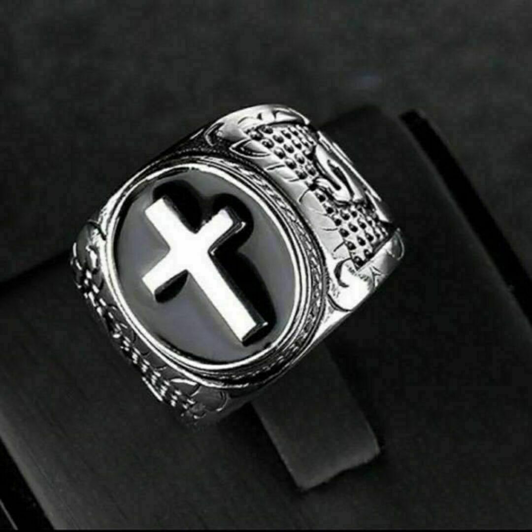 【R072】リング　アクセサリー　メンズ　指輪　シルバー　十字架　クロス　20号 メンズのアクセサリー(リング(指輪))の商品写真