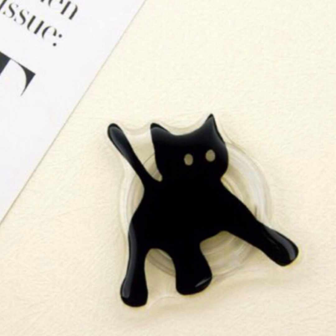 スマホグリップ(黒猫) ポップソケット　スマホスタンド　落下防止 スマホ/家電/カメラのスマホアクセサリー(その他)の商品写真