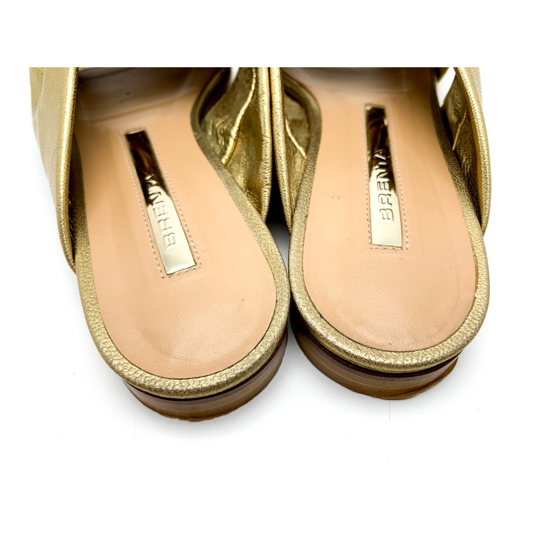 BRENTA ブレンタ ゴールドカラー フラット ぺたんこ サンダル レディース 靴 クツ アパレル サイズ37 レディースの靴/シューズ(サンダル)の商品写真