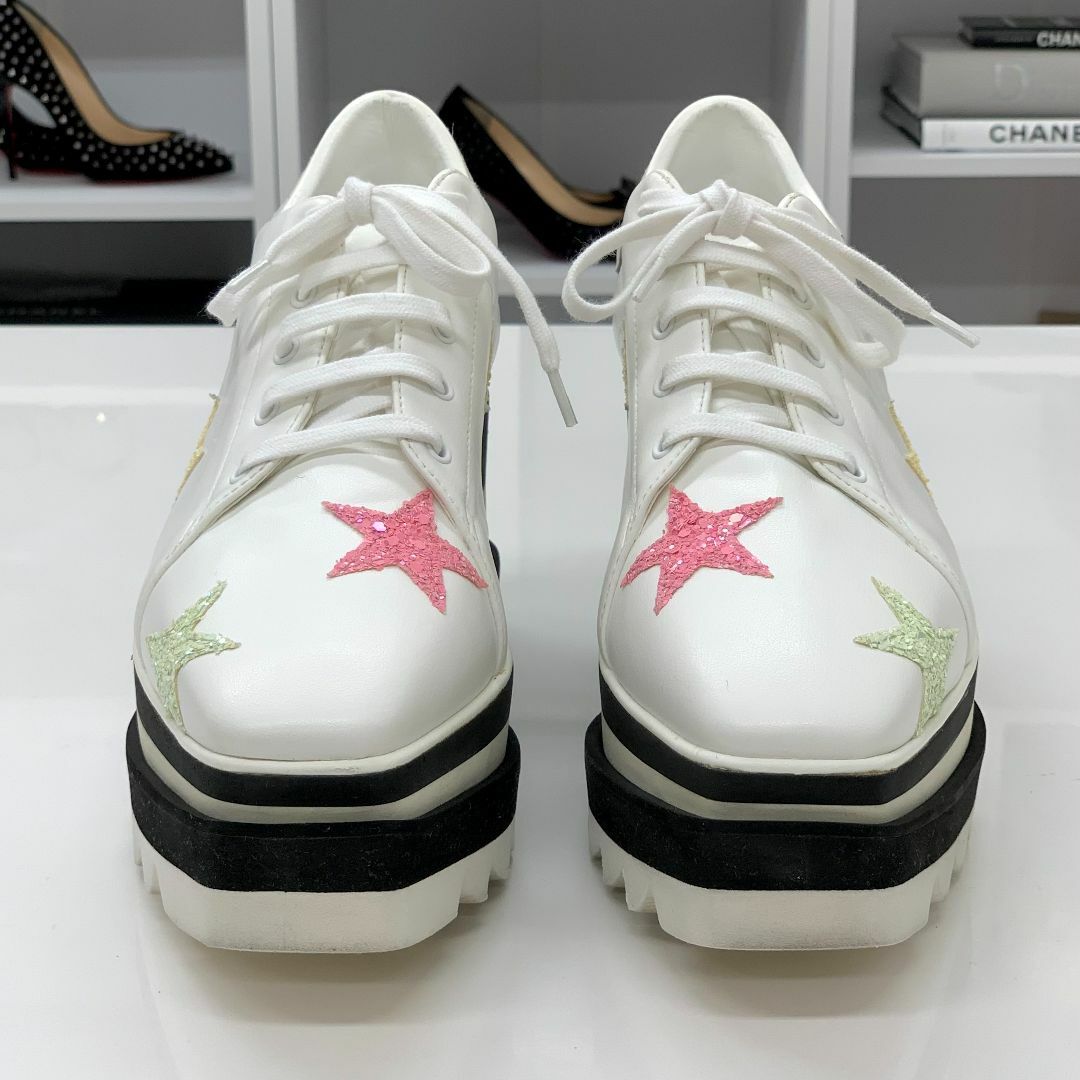 Stella McCartney(ステラマッカートニー)の6399 ステラマッカートニー エリス レザー スター グリッター 厚底 レディースの靴/シューズ(スニーカー)の商品写真