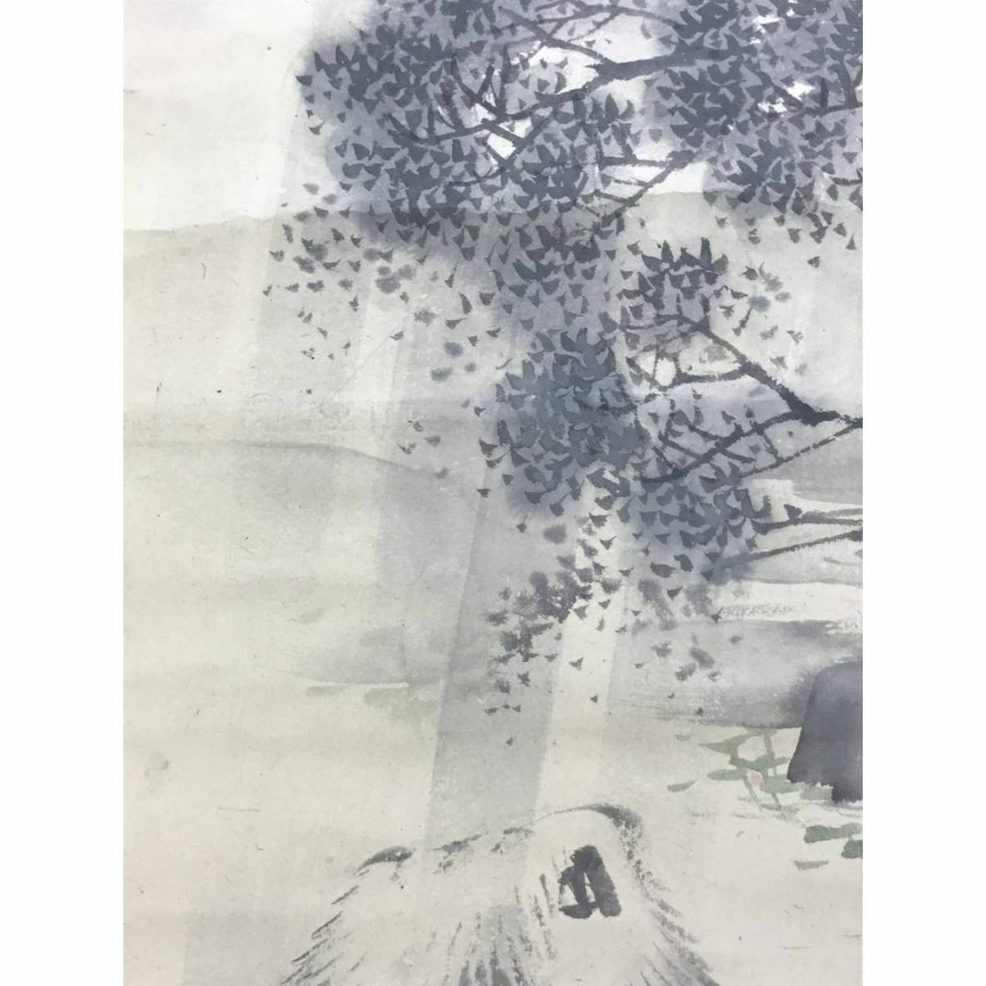 真作/長谷川玉峰/時雨田家図/山水図/5月掛け/掛軸☆宝船☆AE-420 真作/長谷川玉峰/時雨田家図/山水図/5月掛け/掛軸☆宝船☆AE-420
