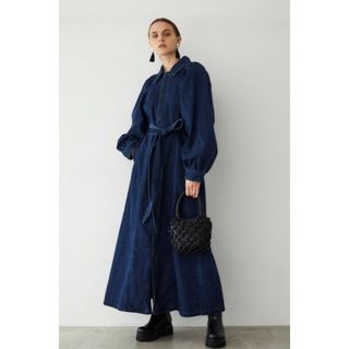 マウジー(moussy)のMOUSSY PUFF SLEEVE DENIM LONG ドレス(ロングワンピース/マキシワンピース)