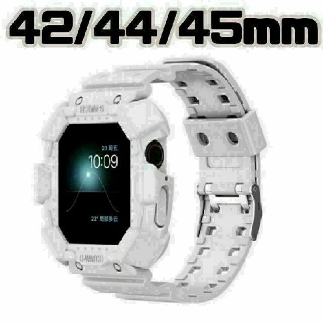 新品　Apple Watch バンド　42/44/45mm　白　ベルト メンズの時計(ラバーベルト)の商品写真