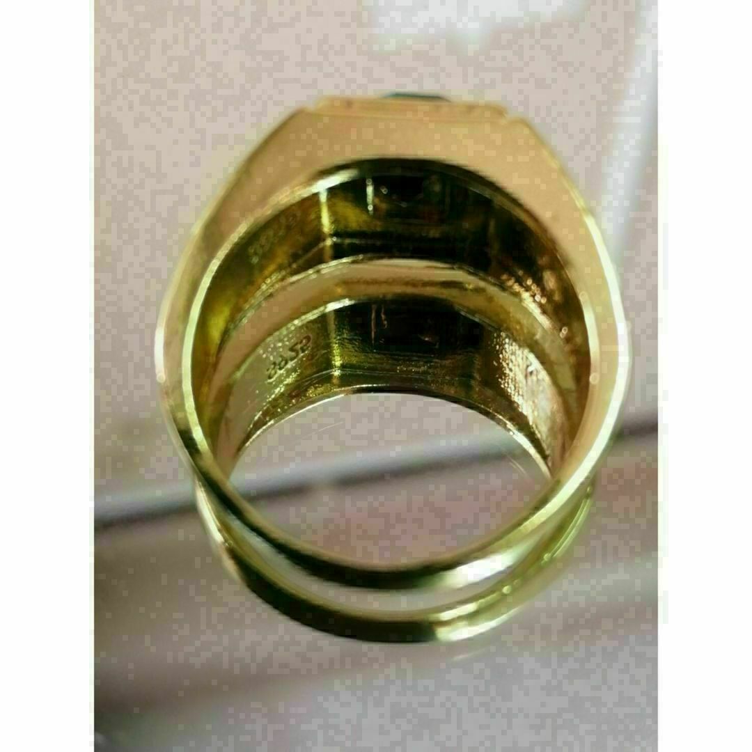 【A117】リング　メンズ　指輪　ゴールド　グリーン　エメラルド　20号 メンズのアクセサリー(リング(指輪))の商品写真