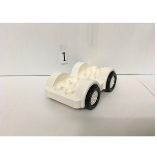 レゴデュプロ(レゴ デュプロ)のレゴ デュプロ 特殊 パーツ 車輪 タイヤ付き ブロック 白メイン×黒 1個(積み木/ブロック)