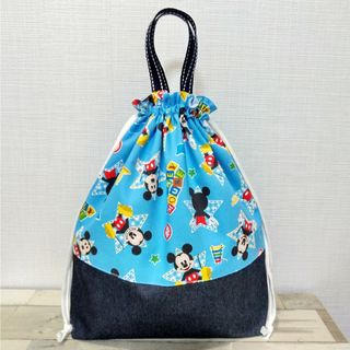 ハンドメイド ディズニー ミッキーマウス柄 お着替え袋(体操着入れ)