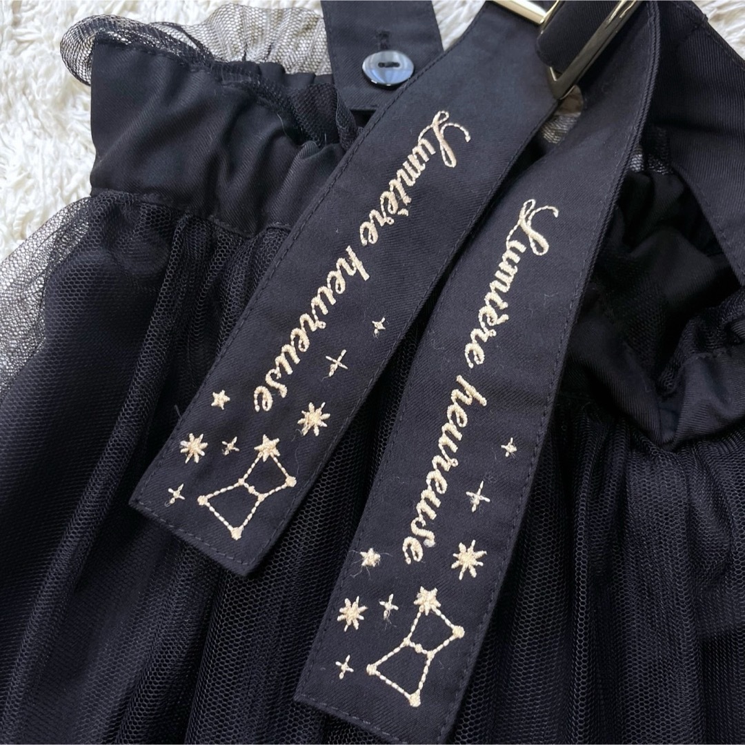 axes femme POETIQUE(アクシーズファムポエティック)の美品✨️axes femme POETIQUE 刺繍サス付チュールＳＫ 黒 M レディースのスカート(ロングスカート)の商品写真